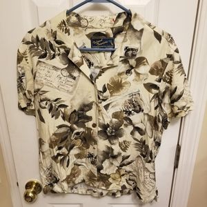 Mens Island Traders Size Adult Large Short Sleeves Button Down Hawaiian Shirt